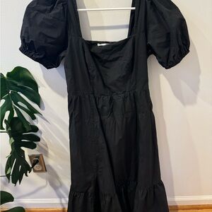 Elegant Black Puff Sleeve Dress